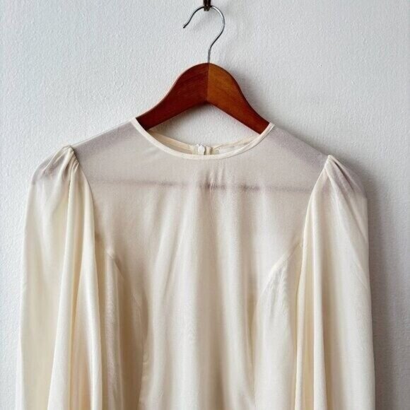 Zimmermann Silk Billow Sleeve Blouse Gold Button Detail - Picture 6 of 11